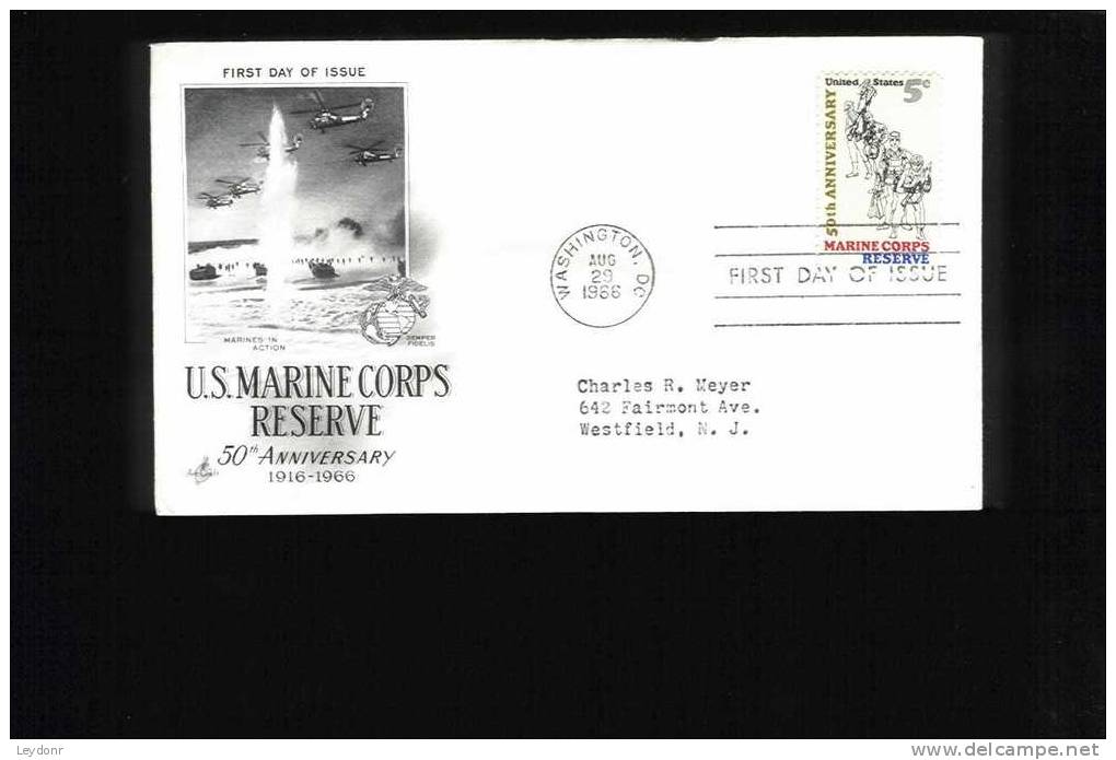 FDC U.S. Marine CORPS Reserve 50th Anniversary 1966 - 1961-1970