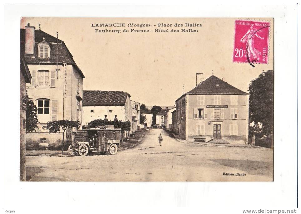 CPA---88---- Lamarche --  FAUBOURG De FRANCE----HOTEL Des HALLES----VOITURE----SERVICE De VILLE - Lamarche