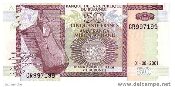 BURUNDI   50 Francs  Daté Du 01-08-2001   Pick 36     ***** BILLET  NEUF***** - Burundi