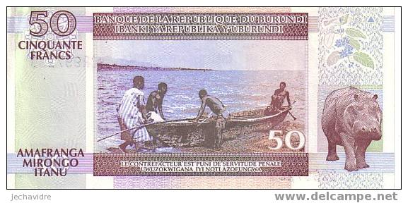 BURUNDI   50 Francs  Daté Du 01-08-2001   Pick 36     ***** BILLET  NEUF***** - Burundi