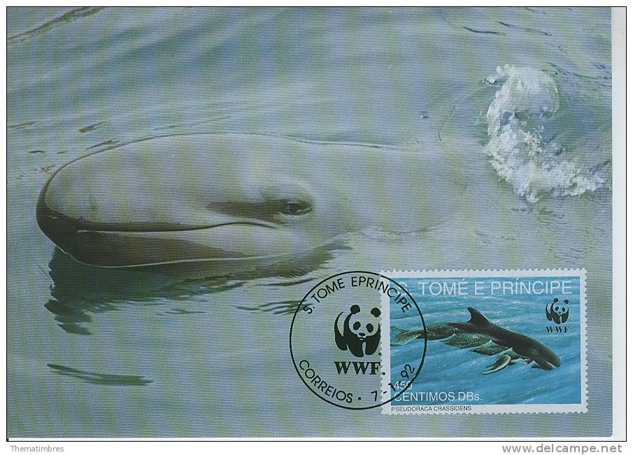 WM0686 Faux Orque Pseudorca Crassidens Saint Tome Et Principe 1992 WWF FDC Maximum Premier Jour - Otros & Sin Clasificación