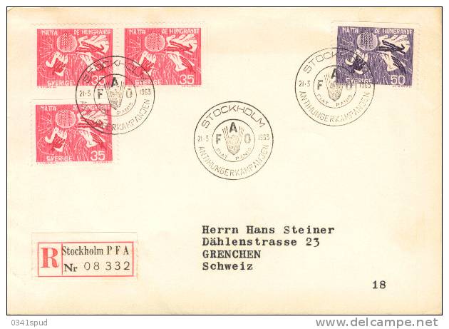 1963 Suede  FDC   FAO - Against Starve