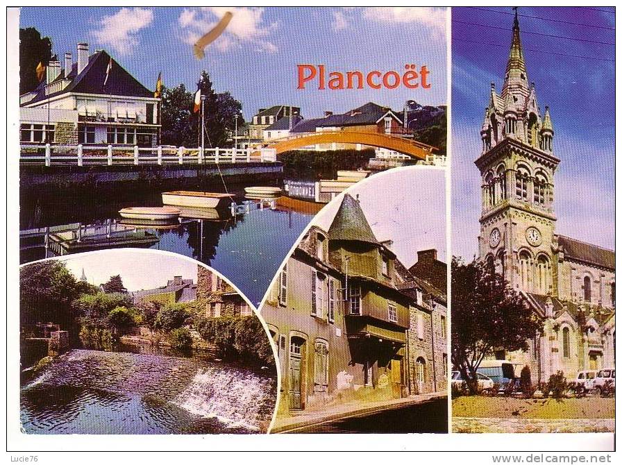 PLANCOET-  4 Vues : Quais & Passerelle De La Poste, Déversoir Du Moulin, Pavillon Renaissance LE DOME, Eglise St Sauveur - Plancoët