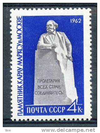 RUSSIA 1962  INAUGURAZIONE DEL MONUMENTO KARL HEINRICH MARX A MOSCA. MNH** - Karl Marx