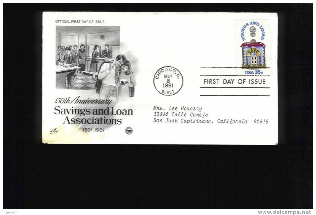 FDC 150th Anniversary Of Savings And Loan Associations 1981 - 1981-1990
