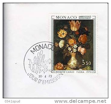 1973 Monaco FDC   Ambrosius Bosschaert   Peinture Pittura Painting Sur Enveloppe - Impresionismo