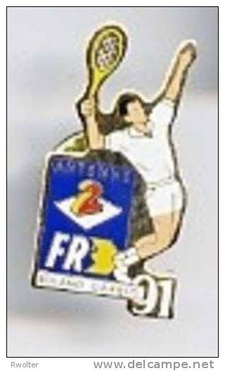 @+ Pin´s Série Roland Garros - A2 FR3 - 1991 - Tennis