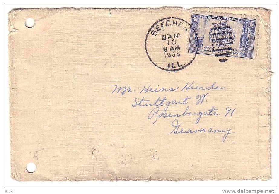 ETATS UNIS - Lettre Pour L'ALLEMAGNE 10/01/1938 - Covers & Documents