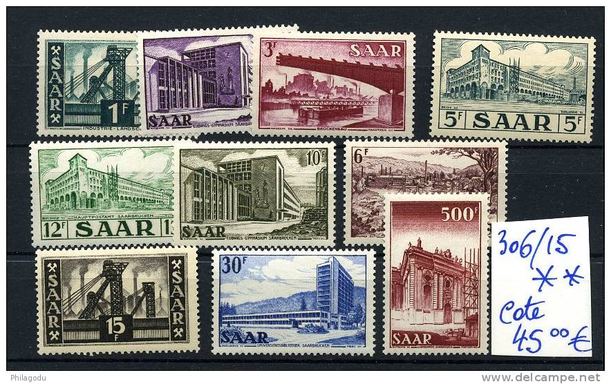 SARRE SAAR 306/315 Postfrich  ++ Cote  45 €     Luxe - Unused Stamps