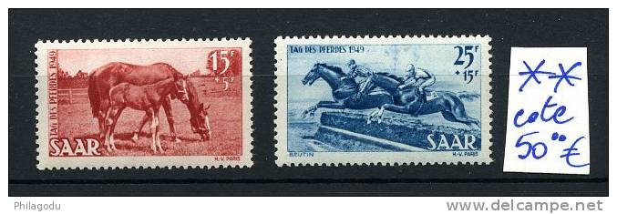 SARRE SAAR 1949 Journée Du CHEVAL HORSE  PFERDE  Postfrich  ++ Cote  50 &euro;     Luxe - Neufs