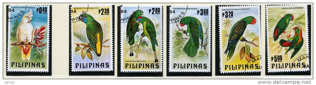 Philipines 1984, Perroquets Y&T  1348-53(o) - Perroquets & Tropicaux