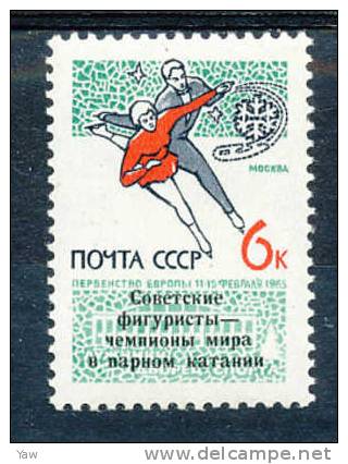 RUSSIA 1965  VITTORIA RUSSA AI CAMPIONATI DEL MONDO DI PATTINAGGIO ARTISTICO. CON SOPRASTAMPA, MNH** - Patinage Artistique