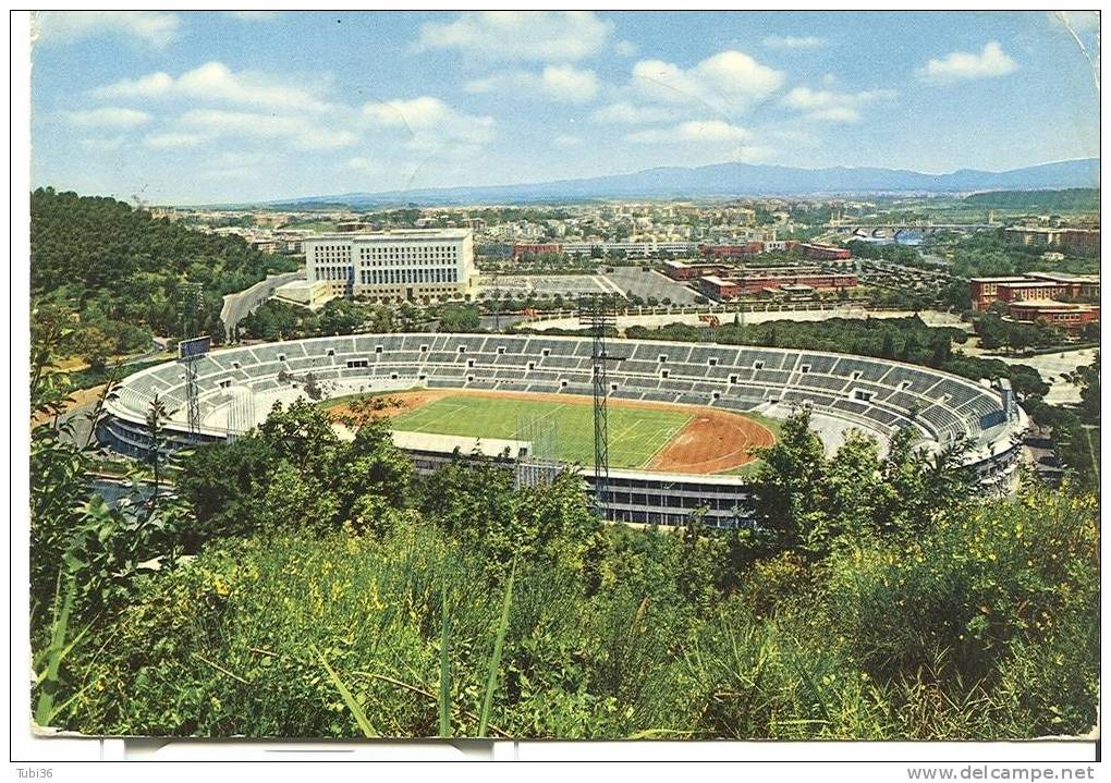 ROMA  STADIO OLIMPICO  COLORI VIAGGIATA 1977. - Estadios E Instalaciones Deportivas