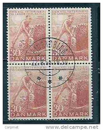 DENMARK  - ECOLE VÉTÉRINAIRE Et D'AGRICULTURE - Block Of 4 - Yvert # 377 - VF USED - Oblitérés