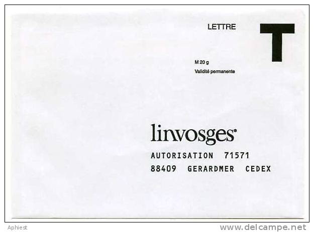 Enveloppe Réponse T - Linvosges - Gerardmer - Cards/T Return Covers