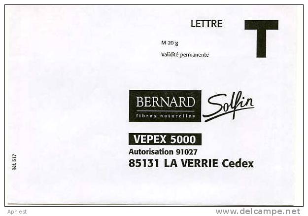 Enveloppe Réponse T - Bernard - Fibres Naturelles - Sofin - La Verrie - Cartes/Enveloppes Réponse T