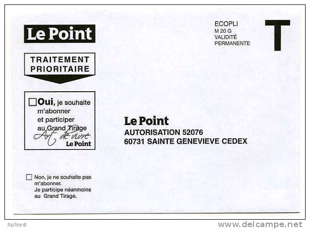 Enveloppe Réponse T - Le Point - Sainte Geneviève - Jeu - Art De Vivre - Buste Risposta T