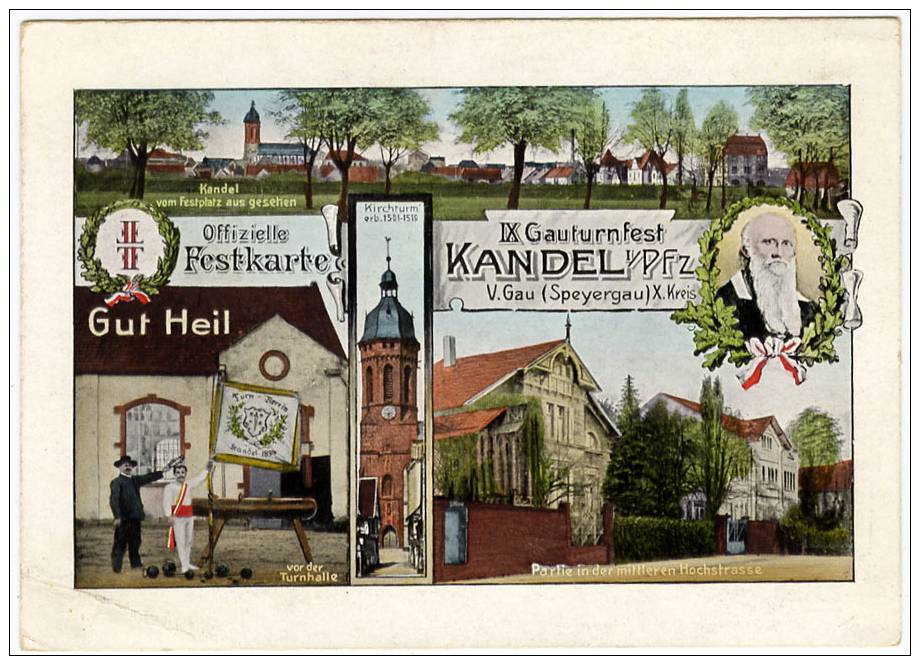 CARTOLINA-PROGRAMMA MANIFESTAZIONE TURNFEST A KANDEL-RHEINLAND-PFALZ-GERMANIA-ANNO 1910 - Kaiserslautern