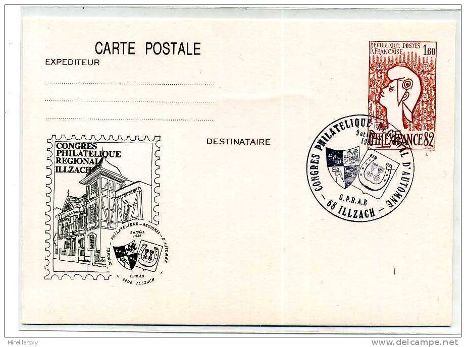 ENTIER POSTAL PHILEX FRANCE / REPIQUAGE ILLZACH / MAISON / BLASON / FER A CHEVAL - Postales  Transplantadas (antes 1995)