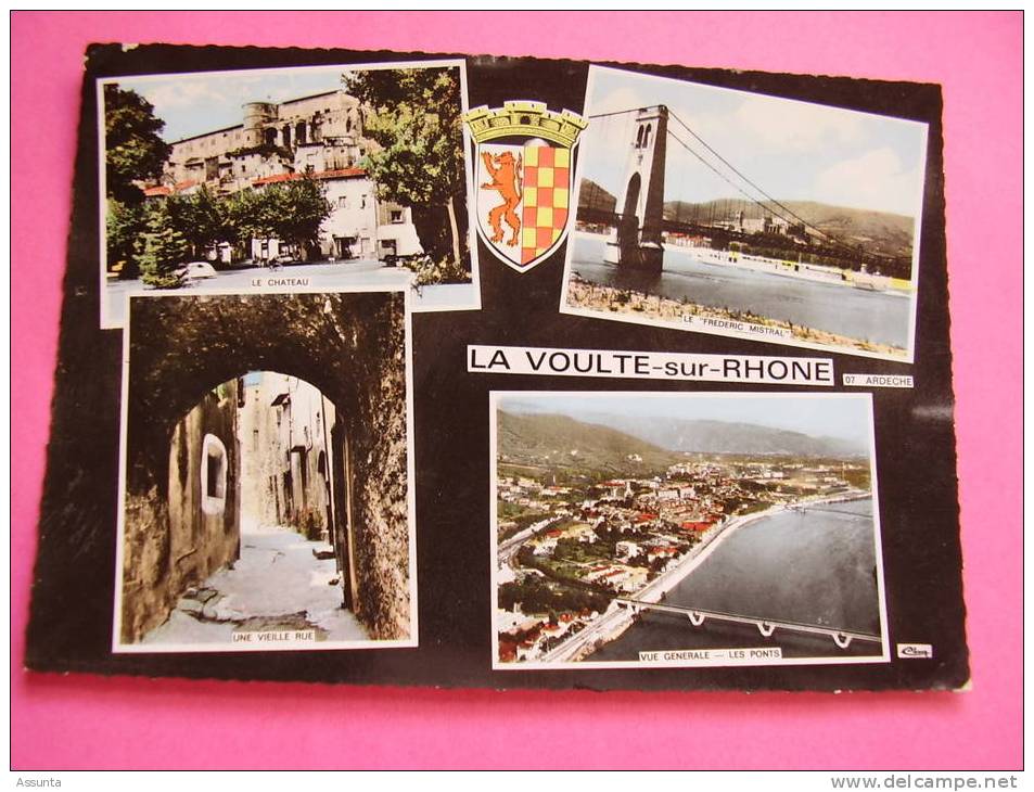 Ardèche - LA VOULTE Sur Rhône - Vues Multiples : 2 CV Sur La RN 86, Le Chateau...+blason 1971 - La Voulte-sur-Rhône