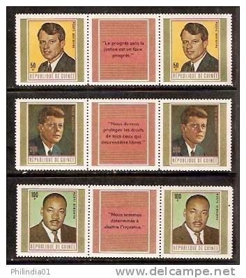 Repblic Guniea 1968 J.F. Kennedy, M.L.King Noble Prize Winner, Famous People MNH Gutter Pair # 5613 - Kennedy (John F.)