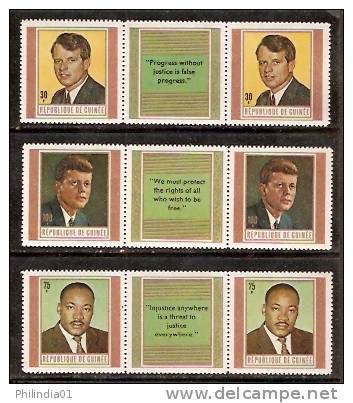 Repblic Guniea 1968 J.F. Kennedy, M.L.King Noble Prize Winner, Famous People MNH Gutter Pair # 5613 - Kennedy (John F.)