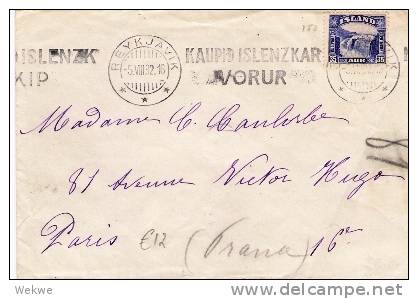 Isl017/ ISLAND -  Maschinenstpl.-Entwertung 1932 Auf Wasserfall-Marke - Storia Postale