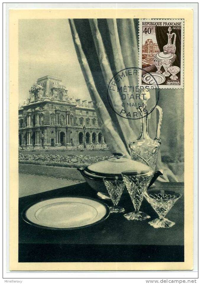 PORCELAINE ET CRISTAUX / CARTE MAXIMUM / METIERS D ART / LIMOGES UNIC / VUE DU LOUVRE - Vidrios Y Vitrales