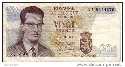 BELGIQUE   20 Francs  Daté Du 16-06-1964   Pick 138     ***** QUALITE  VF ***** - Otros & Sin Clasificación