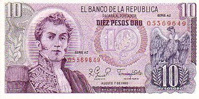COLOMBIE  10 Pesos Oro  Daté Du 07-08-1980   Pick 407h   *****BILLET  NEUF***** - Colombia