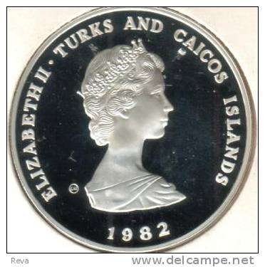 TURKS & CAICOS ISLANDS 10 CROWNS YEAR OF CHILD QEII HEAD BACK 1982 KM55 PROOF SILVER READ DESCRIPTION CAREFULLY!!! - Turks & Caicos (Îles)