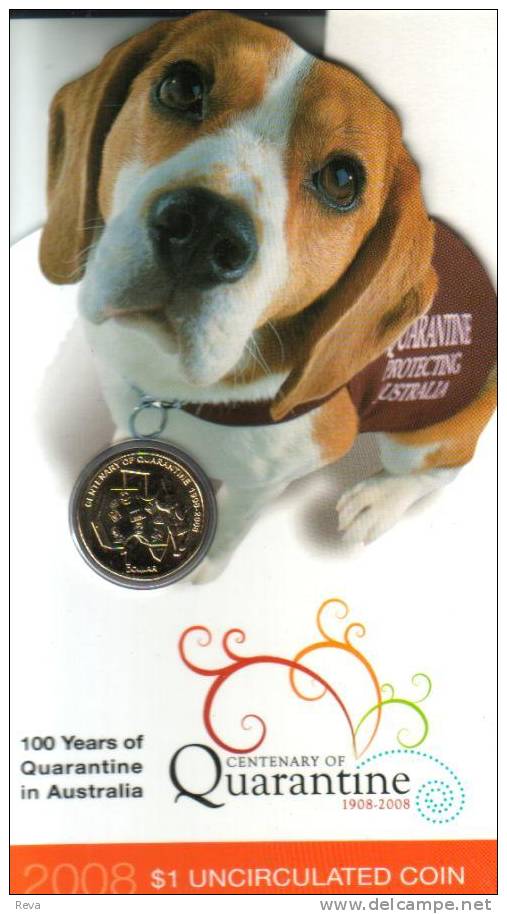 AUSTRALIA $1 100 YEARS OF QUARANTINE DOG  ANIMAL 2008  ONE YEAR TYPE UNC NOT RELEASED READ DESCRIPTION CAREFULLY !!! - Sonstige & Ohne Zuordnung