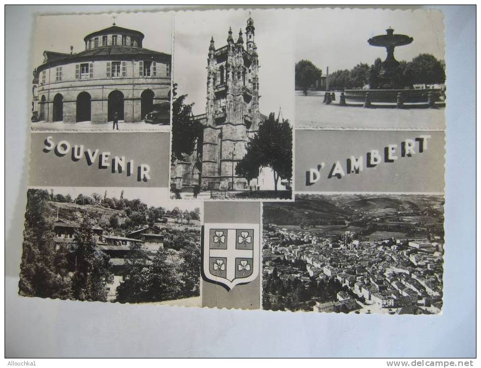 AMBERT EN AUVERGNE DANS LE PUY DE DOME 63/ HOTEL DE VILLE MOULIN A PAPIER RICHARD DE BAS FONTAINE & COURS ALLEES 1956 - Ambert