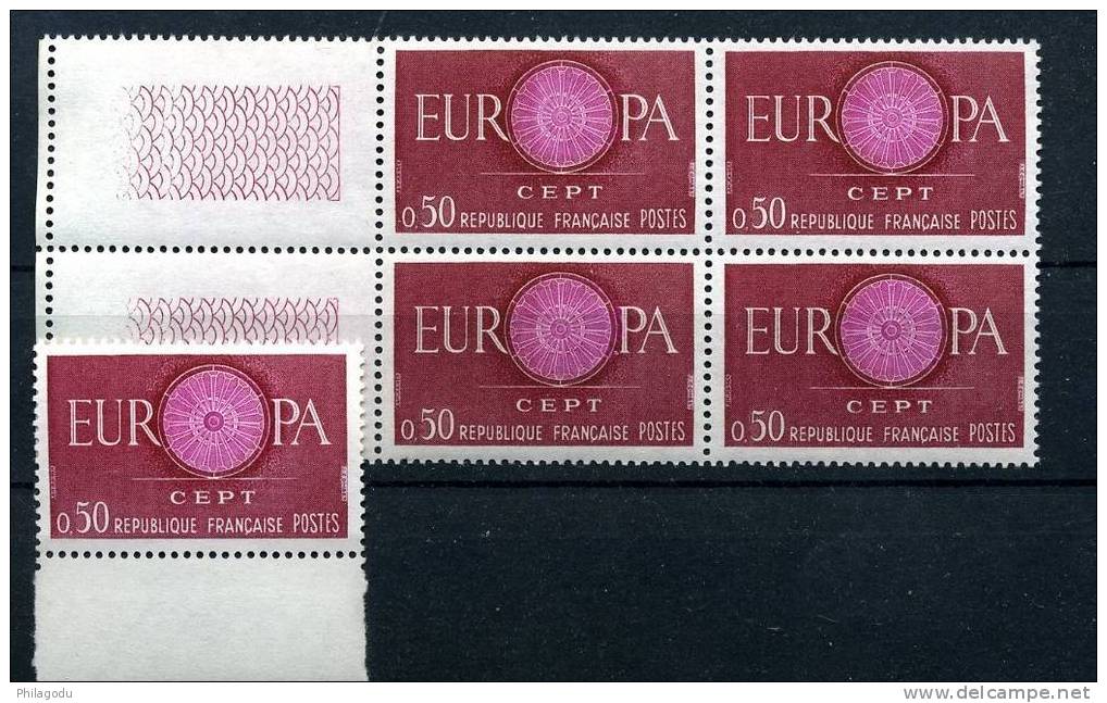France 1960 EUROPA VARIETE CENTRE MÉCANIQUE OMIS  Bloc De 4 Cote 100 € Dans DALLAY - Nuevos
