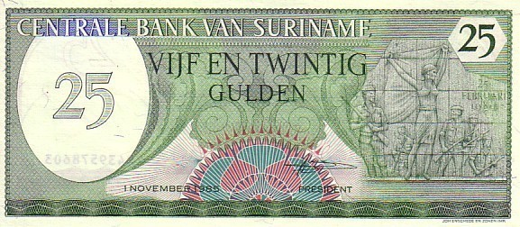 SURINAM  25 Gulden Daté Du 01-11-1985  Pick 127b  ***** BILLET  NEUF ***** - Surinam