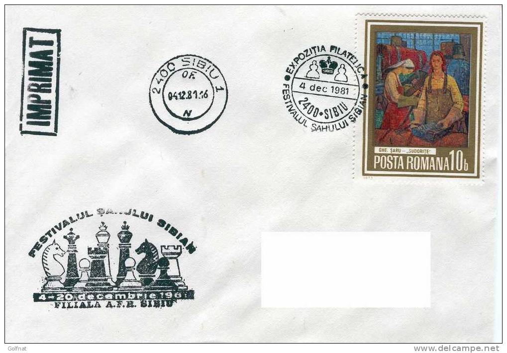 1986 CACHET SIBIU ROUMANIE PIECES D´ECHEC - Chess