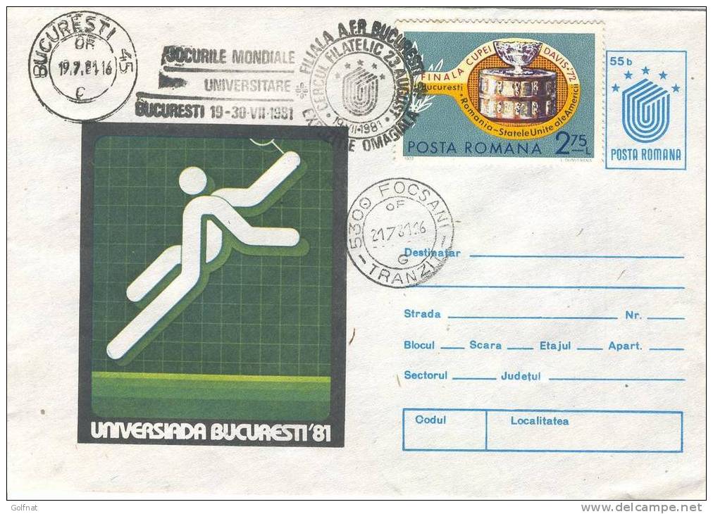 1981 ENTIER POSTAL ROUMAIN UNIVERSIADES BUCAREST TENNIS - Tennis