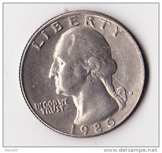 Un Quart De Dollar - Quarter Dollar - 1980 - 1932-1998: Washington