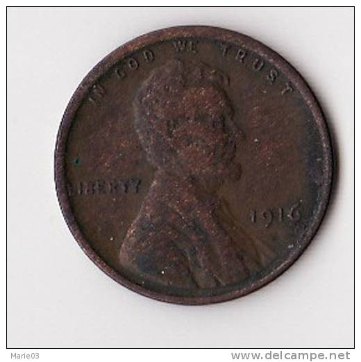One Cent - Lincoln - 1916 - 1909-1958: Lincoln, Wheat Ears Reverse