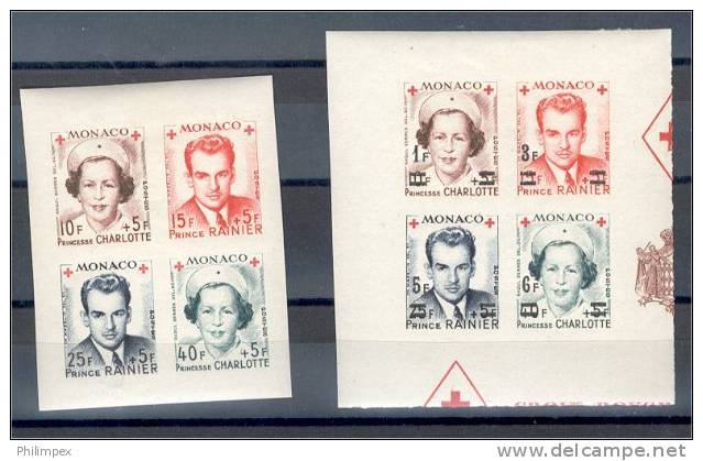 MONACO ALL 4 BLOCKS OF 4 RED CROSS 1949-51 NH/LH - Autres & Non Classés