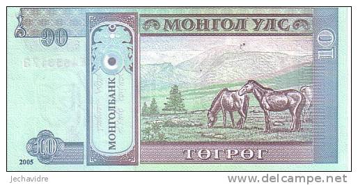 MONGOLIE  10 Tugrik  Emission De 2005   Pick 62     ***** BILLET  NEUF ***** - Mongolie