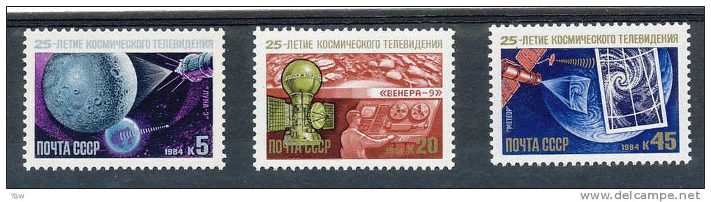 RUSSIA 1984  25° ANNIVERSARIO DELLA TELEVISIONE SPAZIALE. SERIE COMPLETA MNH** - Russie & URSS