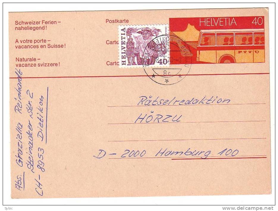 SUISSE - Entier Postal / Carte Postale 08/03/1978 - Dietikon - Ganzsachen