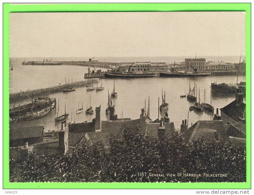 FOLKESTONE, UK - GENERAL VIEW OF HARBOUR - ANIMATED - PUB. J. SALMON - - Folkestone