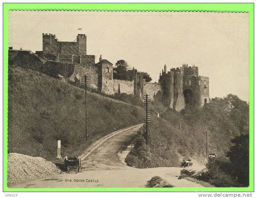DOVER, UK - THE CASTLE - ANIMATED WITH OLD CARS - PUB. J. SALMON - - Dover