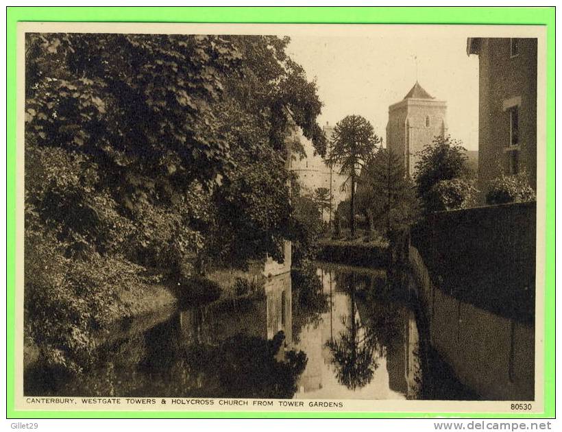 CANTERBURY, UK  - WESGATE TOWERS & HOLYCROSS CHURCH FROM TOWER GARDENS - PUB. PHOTOCHROM CO LTD. - Canterbury