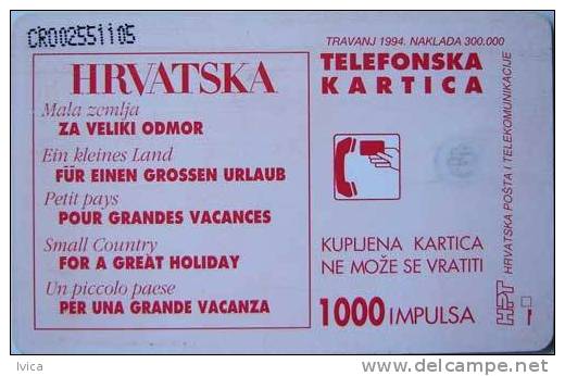 CROATIA - 1994/TK05 - CROATIA Small Country - 1000 Imp - Kroatien