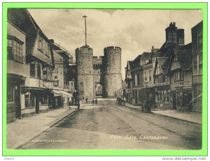 CANTERBURY, UK  - WEST GATE - ANIMATED WITH CHILDRENS - J. G. CHARLTON - - Canterbury