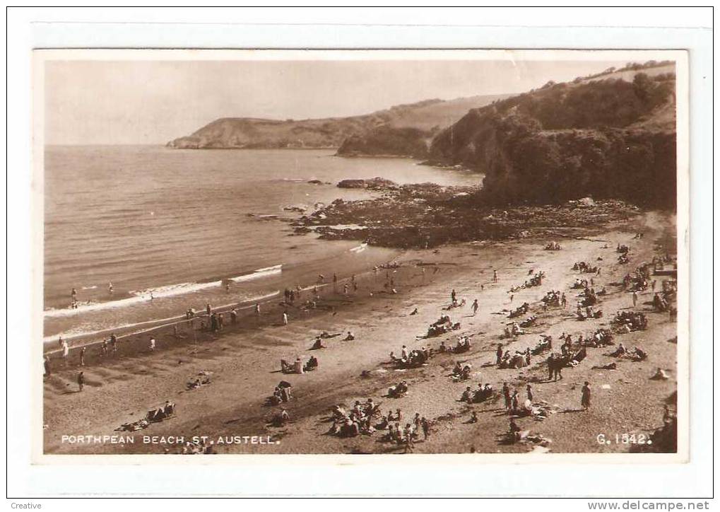 Porthpean Beach,ST.Austell. Cornwall ,Valentine's Post Card St.Austell 1947 - Andere & Zonder Classificatie