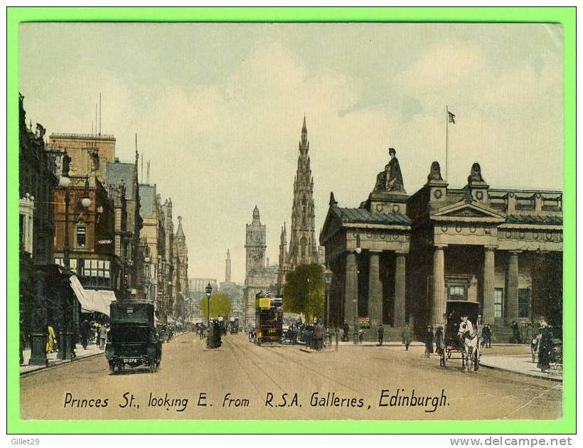 EDINBURGH, SCOTLAND - PRINCES STREET,LOOKING E. FROM R.S.A. GALLERIES - ANIMATED - CARD IS WRITTEN - - Midlothian/ Edinburgh